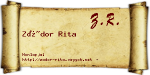 Zádor Rita névjegykártya