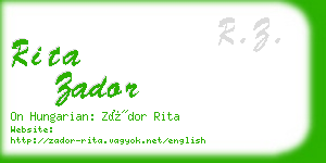 rita zador business card